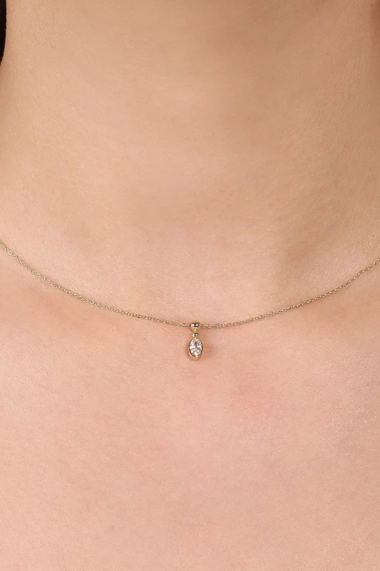 Oval Taşlı Toplu Kolye resmi