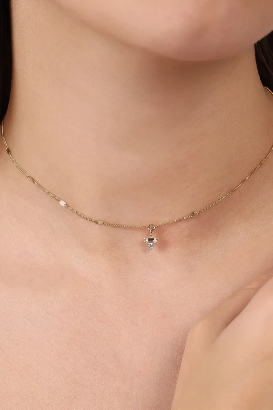 Minimal ve Baget Taşlı Aynalı Zincir Choker resmi