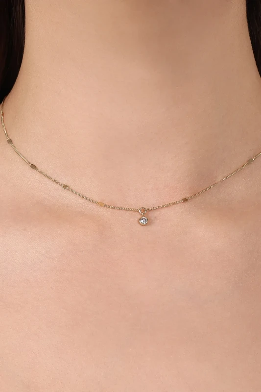 Yuvarlak Taşlı Aynalı Zincir Choker resmi
