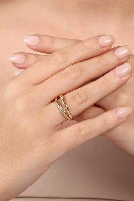 İkili Oval Taşlı Yüzük resmi