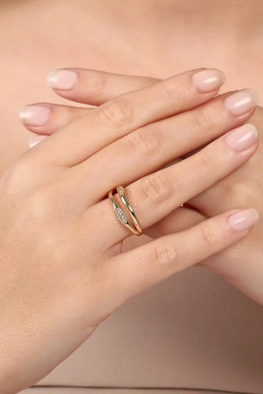 İkili Oval Taşlı Yüzük resmi