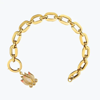 Pembe Lotus Charm Bileklik resmi