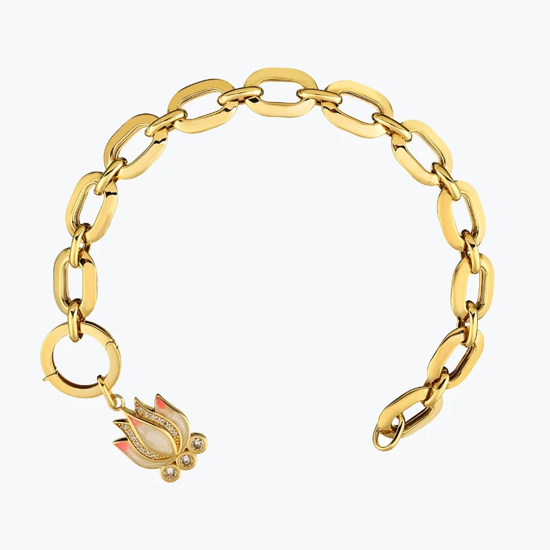 Pembe Lotus Charm Bileklik resmi