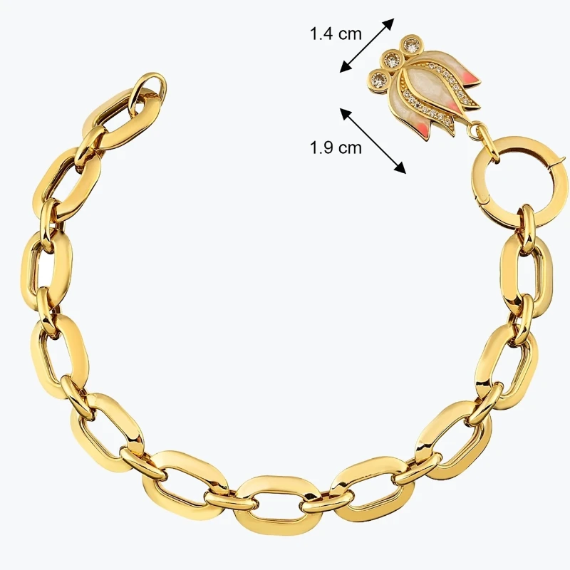 Pembe Lotus Charm Bileklik resmi