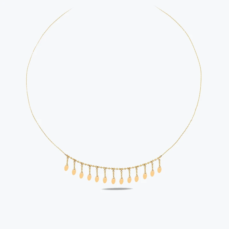 Top Zincir Detay Oval Pullu Shakira Kolye resmi