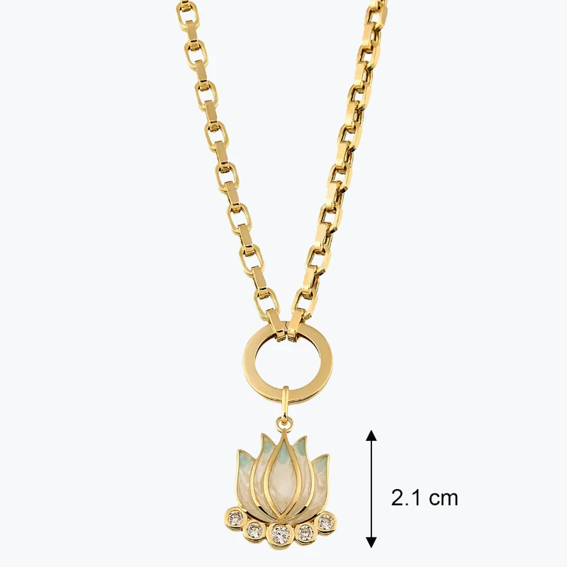 Altın Mavi Lotus Charm Kolye resmi