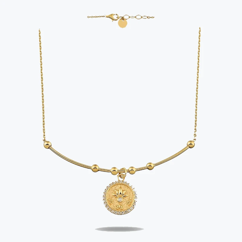 Lotus Uç Tel Kolye resmi