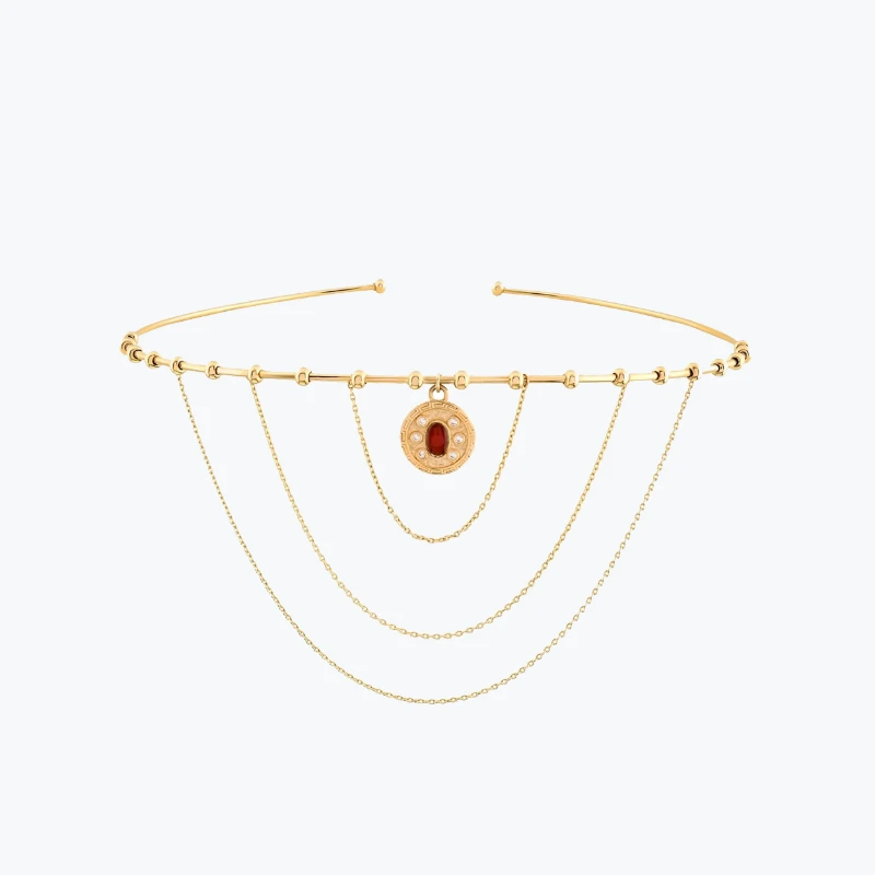 Madalyon Uç Modern Gotik Choker resmi
