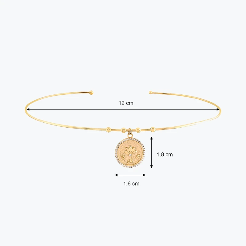 Taşlı Lotus Uçlu Tel Choker resmi