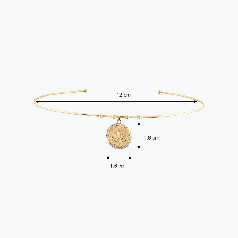 Taşlı Lotus Uç Tel Choker resmi