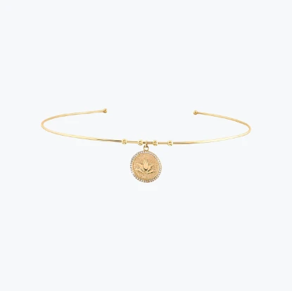 Taşlı Lotus Uç Tel Choker resmi