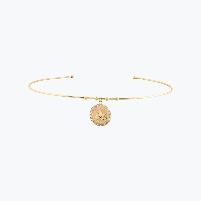 Taşlı Lotus Uç Tel Choker resmi