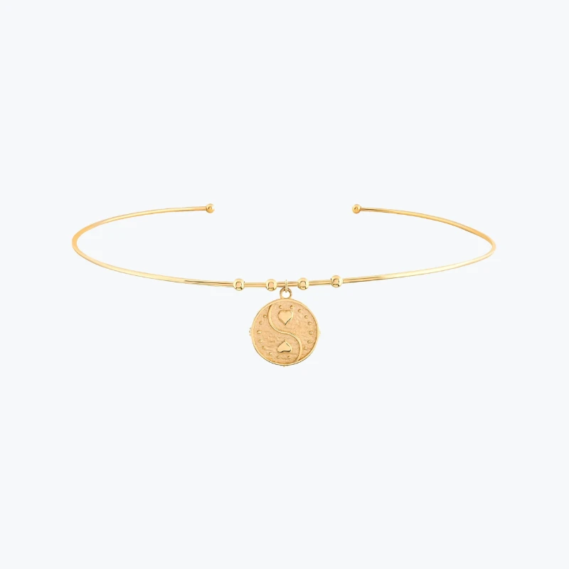 Kalpler Damga Uçlu Tel Choker resmi