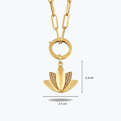 Taşli Lotus Kolye resmi