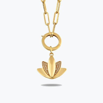 Taşli Lotus Kolye resmi