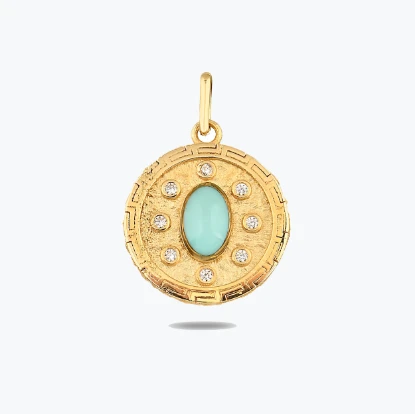 Açık Mavi Madalyon Kolye Charm resmi