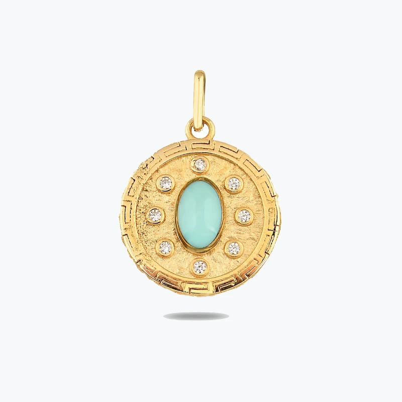 Açık Mavi Madalyon Kolye Charm resmi