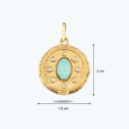 Açık Mavi Madalyon Kolye Charm resmi