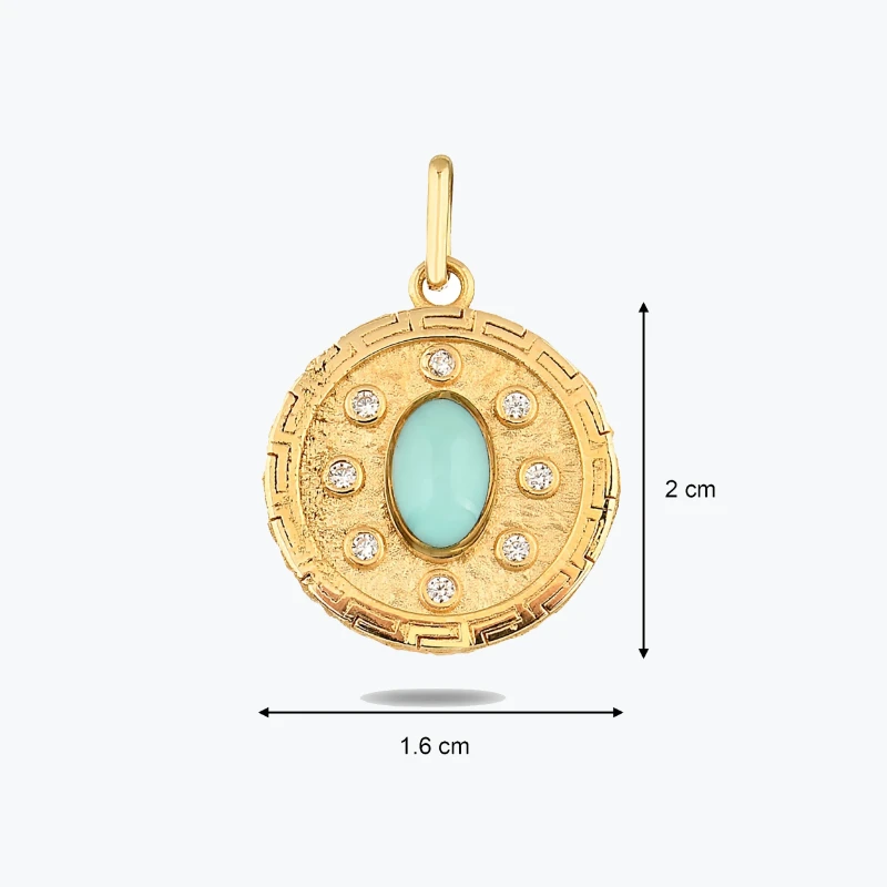 Açık Mavi Madalyon Kolye Charm resmi