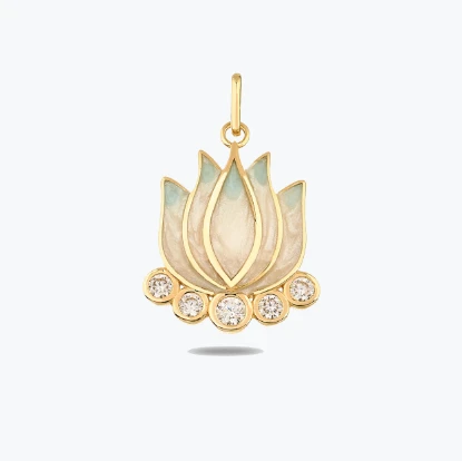 Mavi Lotus Kolye Charm resmi