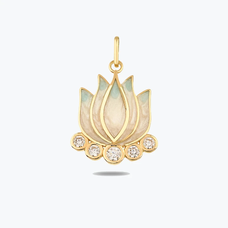 Mavi Lotus Kolye Charm resmi