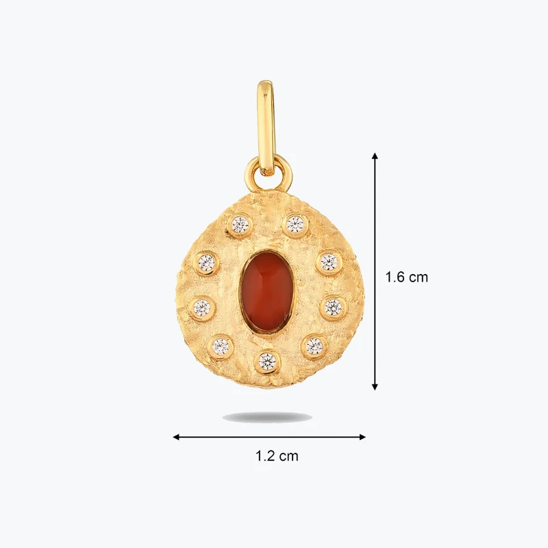 Kırmızı Taşlı Asimetrik Madalyon Bileklik Charm resmi