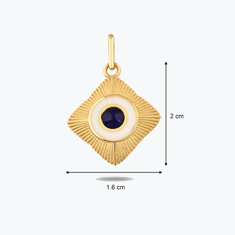 Lacivert Taşlı Etnik Madalyon Kolye Charm resmi