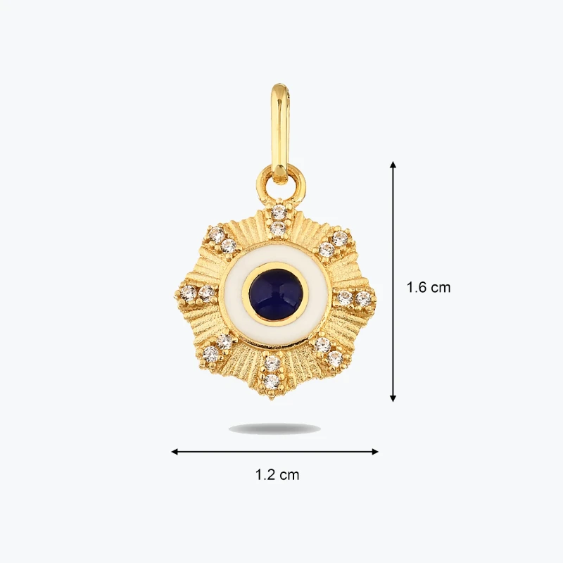 Lacivert Taşlı Çiçek Madalyon Bileklik Charm resmi
