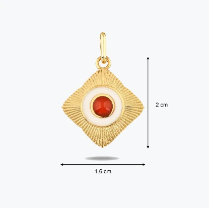 Kırmızı Taşlı Etnik Madalyon Kolye Charm resmi