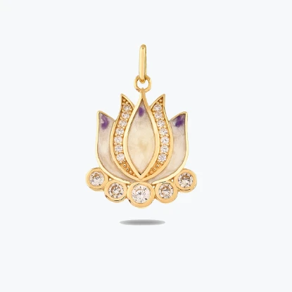 Mor Lotus Kolye Charm resmi