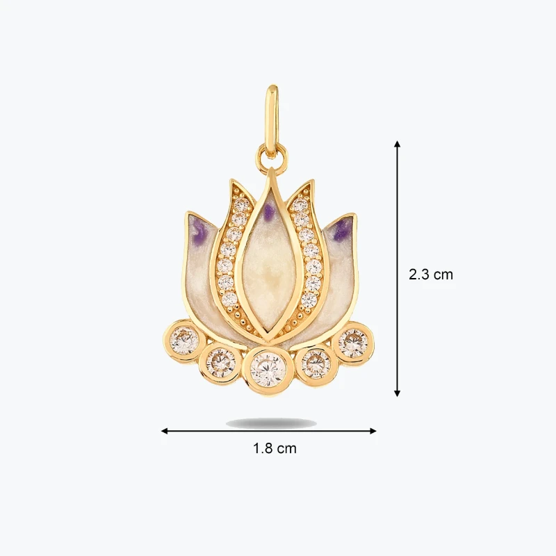 Mor Lotus Kolye Charm resmi