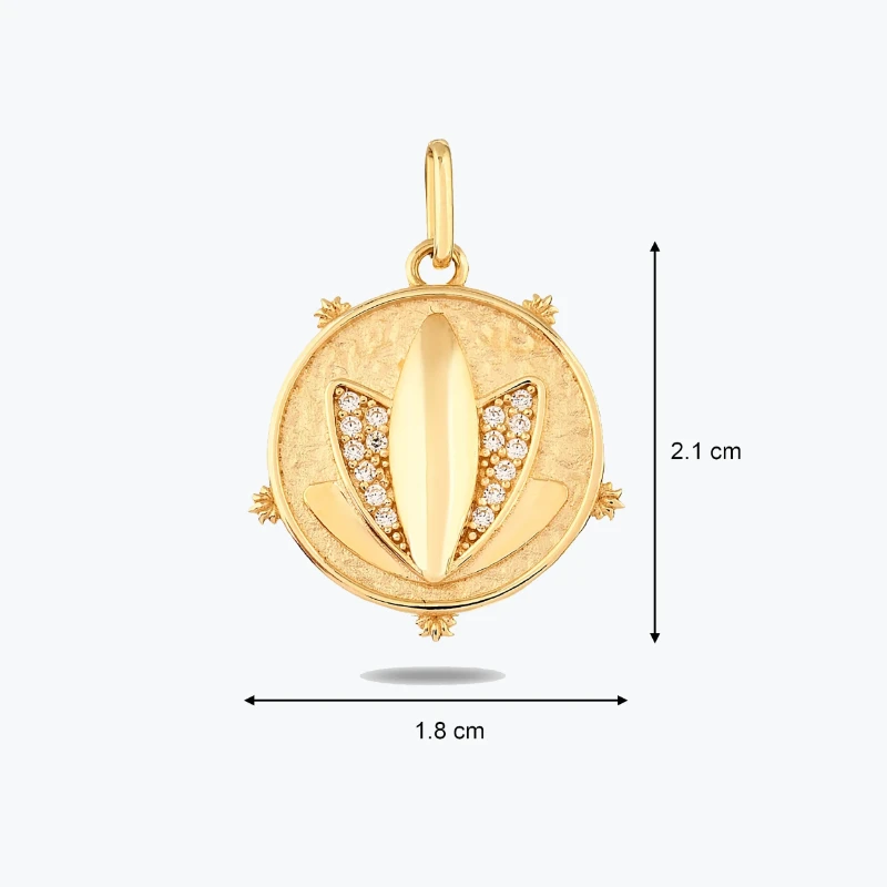 Taşlı Lotus Kolye Charm resmi