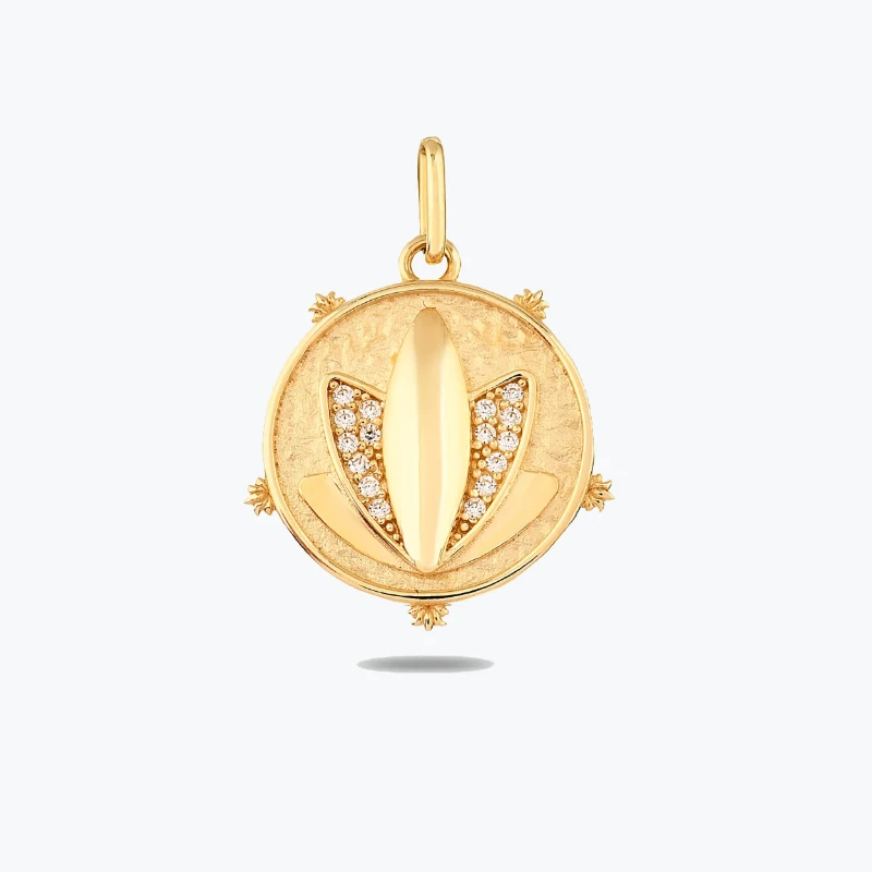 Taşlı Lotus Kolye Charm resmi