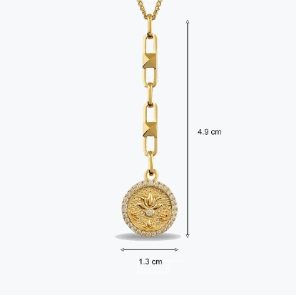Tasarım Taşlı Lotus Damga Kolye resmi