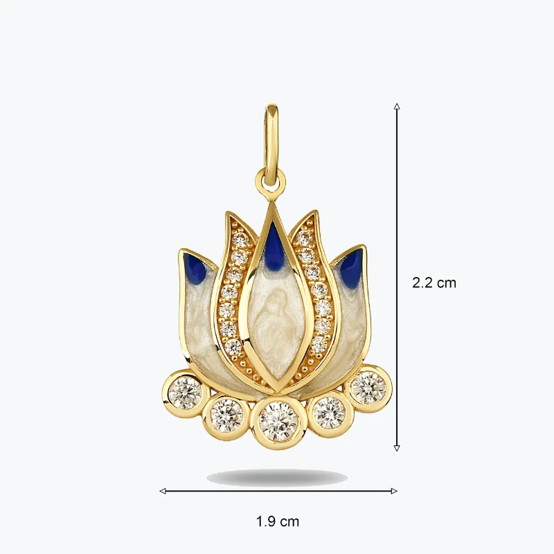 Lacıvert Lotus Kolye Charm resmi