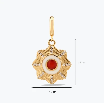 Kırmızı Çiçek Madalyon Charm resmi