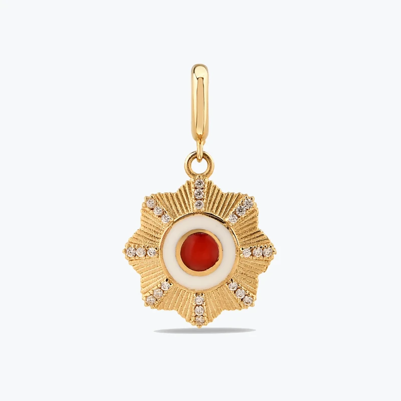 Kırmızı Çiçek Madalyon Charm resmi