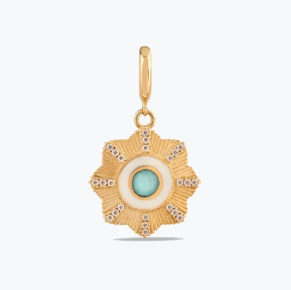 Mavi Çiçek Madalyon Charm resmi