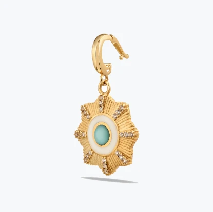 Mavi Çiçek Madalyon Charm resmi