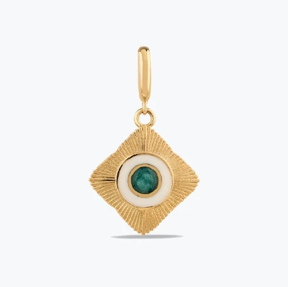 Yeşil Etnik Madalyon Charm resmi