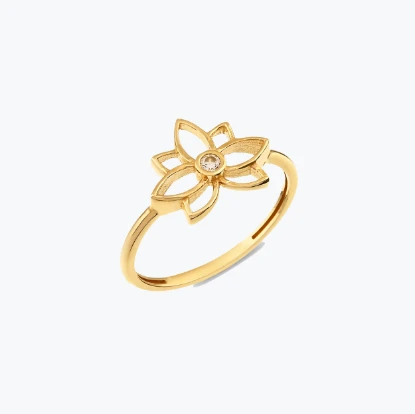 Taşlı Lotus Çiçek Yüzük resmi