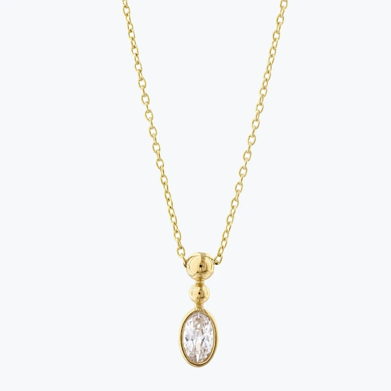 Oval Taşlı Toplu Kolye resmi