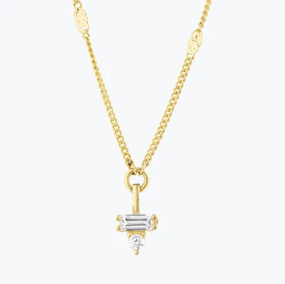 Minimal ve Baget Taşlı Aynalı Zincir Choker resmi