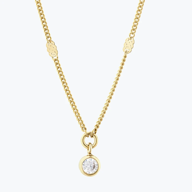 Yuvarlak Taşlı Aynalı Zincir Choker resmi