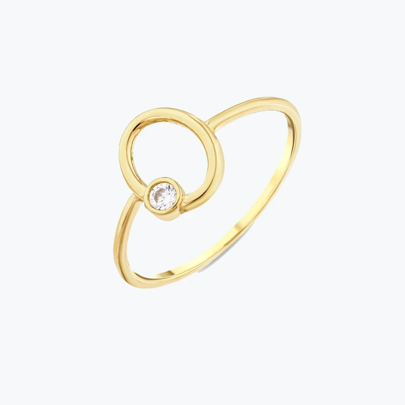 Minimal Taşlı Oval Çerçeve Yüzük resmi