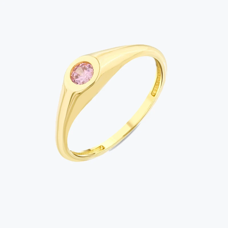 Açık Pembe Yuvarlak Taşlı Yüzük resmi