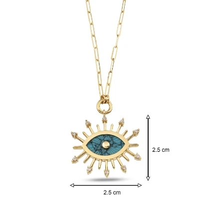 Altın Vintage Big Sun Kolye resmi