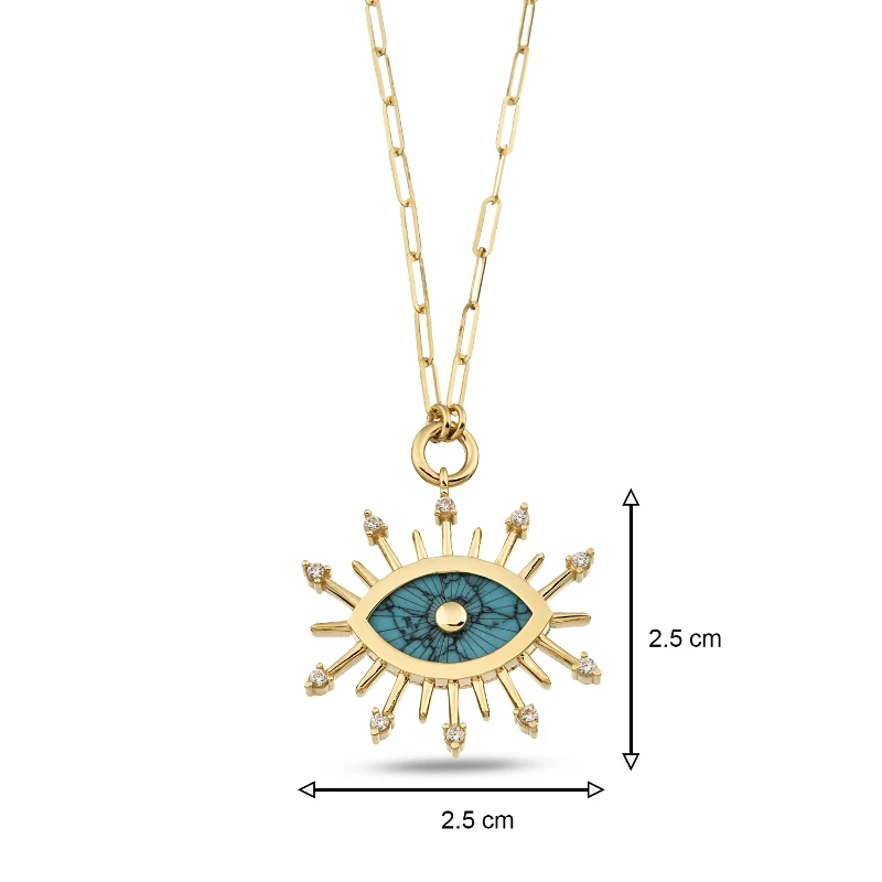 Altın Vintage Big Sun Kolye resmi