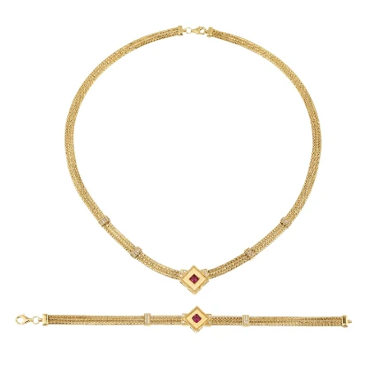 14 Ayar Altın Baklava Figür Tasarım Set resmi