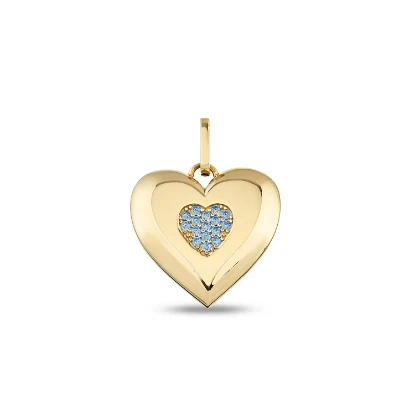 Altın Taşlı Kalp Charm resmi
